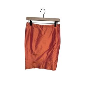 Armani Collezioni Silk Pencil Skirt Orange Copper Made‎ in Italy IT 38 US 2 4